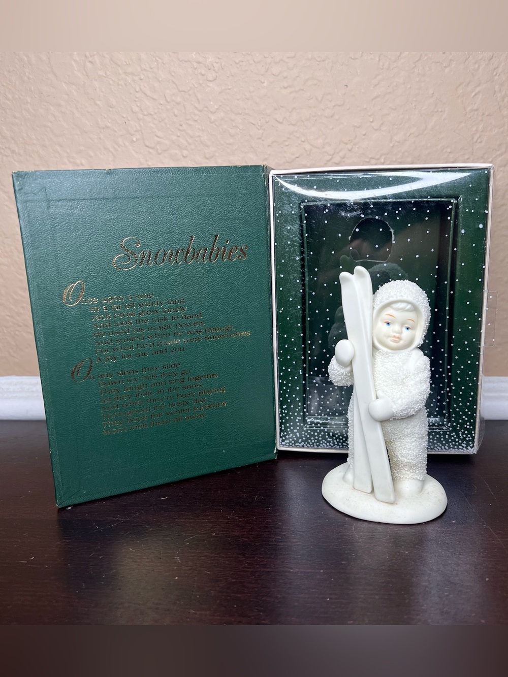Vintage Department 56 Snowbabies Let’s Go Skiing Figurine w Original Box 68152